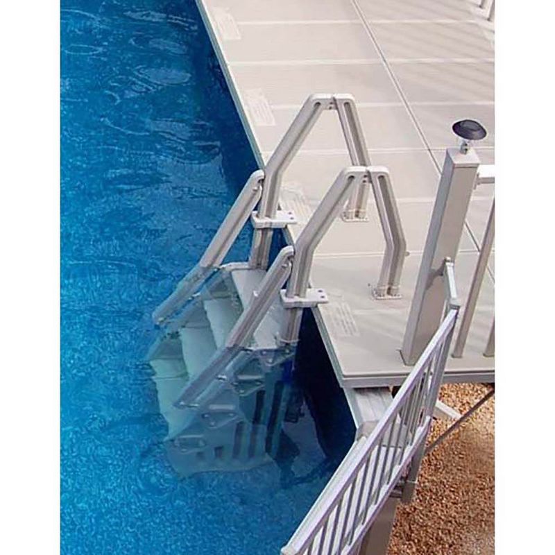 Vinyl Works Deluxe Adjustable 24-Inch Wide In-Pool Step Ladder Entry System for 46 to 60 Inch High Above Ground Swimming Pools with Non-Slip Steps
