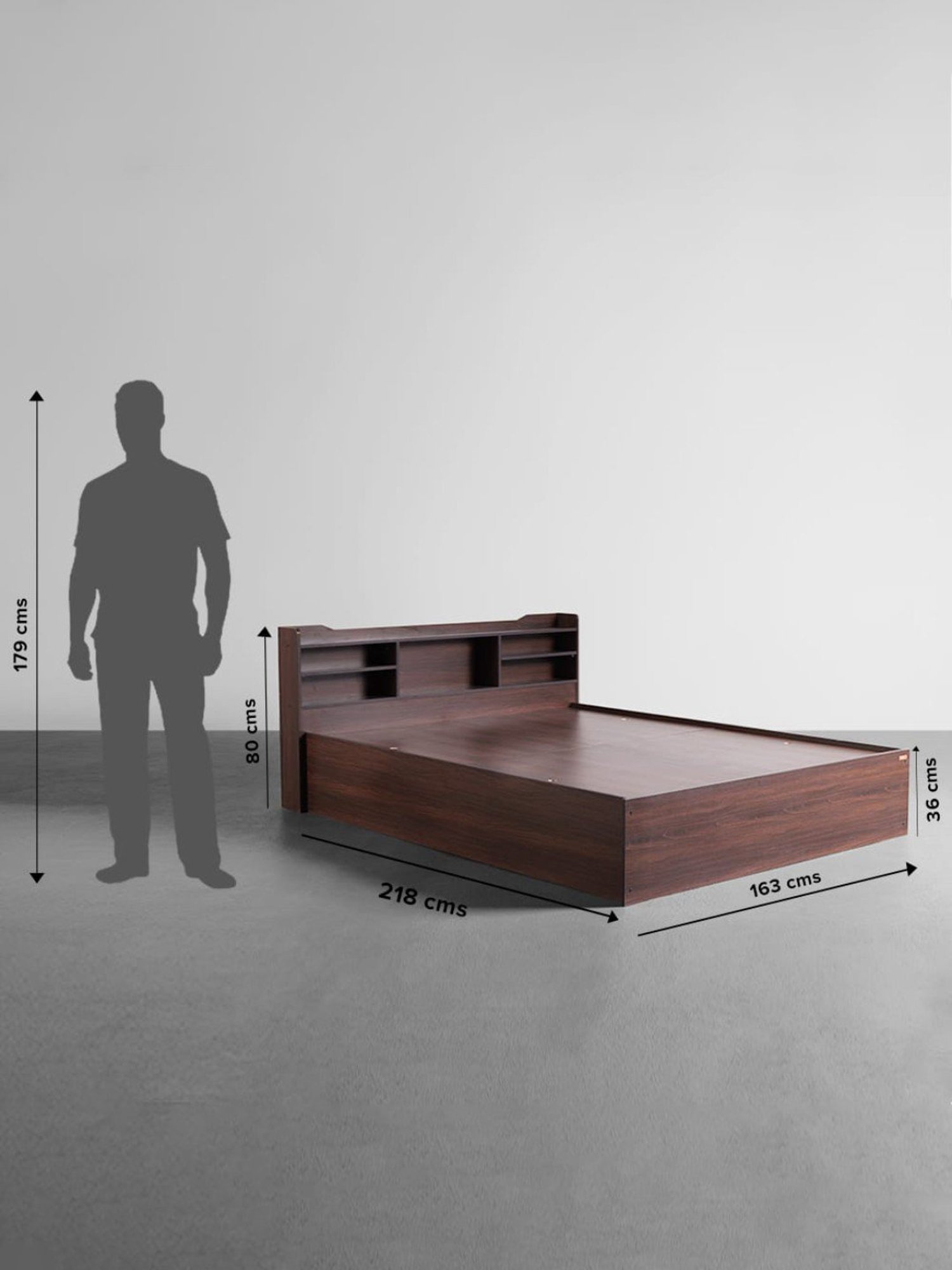 Sleepyhead ES Dark Brown Engineered Wood Queen Size Bed with Box Storage