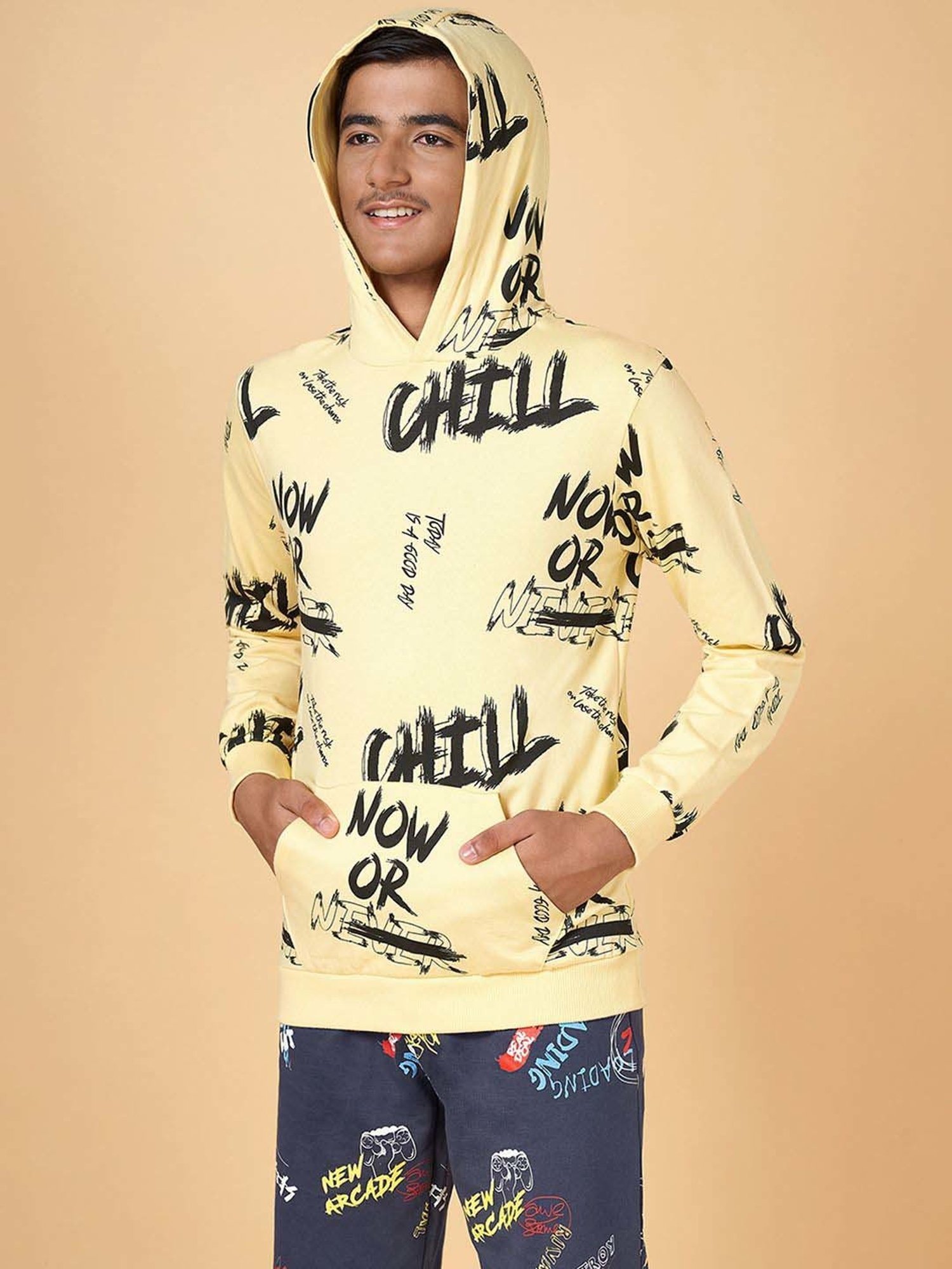 Coolsters by Pantaloons Kids Yellow Cotton Printed Full Sleeves Sweatshirt