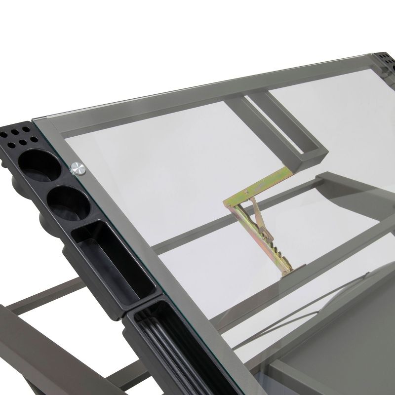 SD Studio Designs Futura 38013 Metal and Glass Hobby Desk, Pewter / Clear Glass