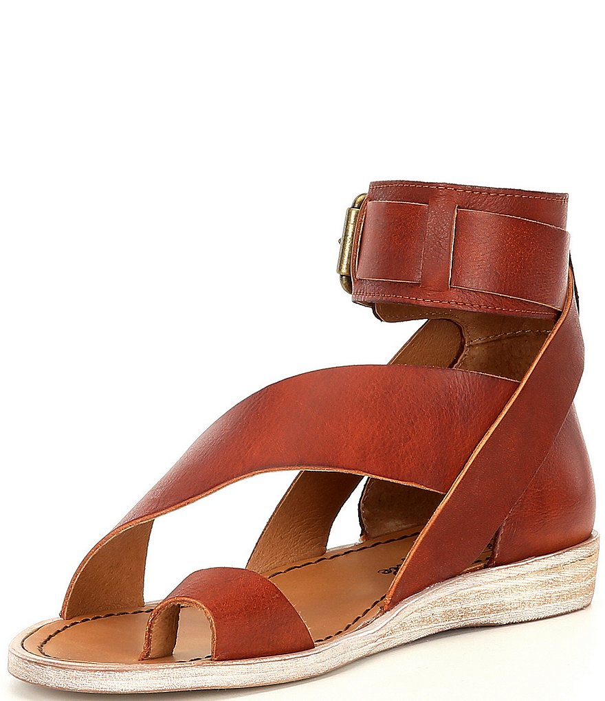 Free People Vale Leather Asymmetrical Toe Loop Ankle Strap Sandals