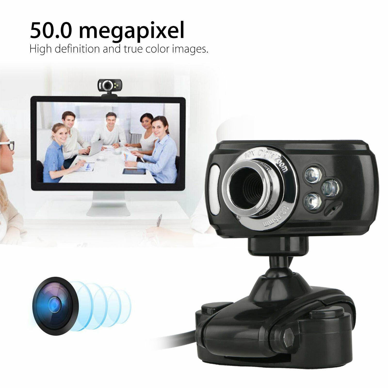 3 LED HD Webcam Video Camera USB with MIC Clip-on for Computer PC Laptop Desktop