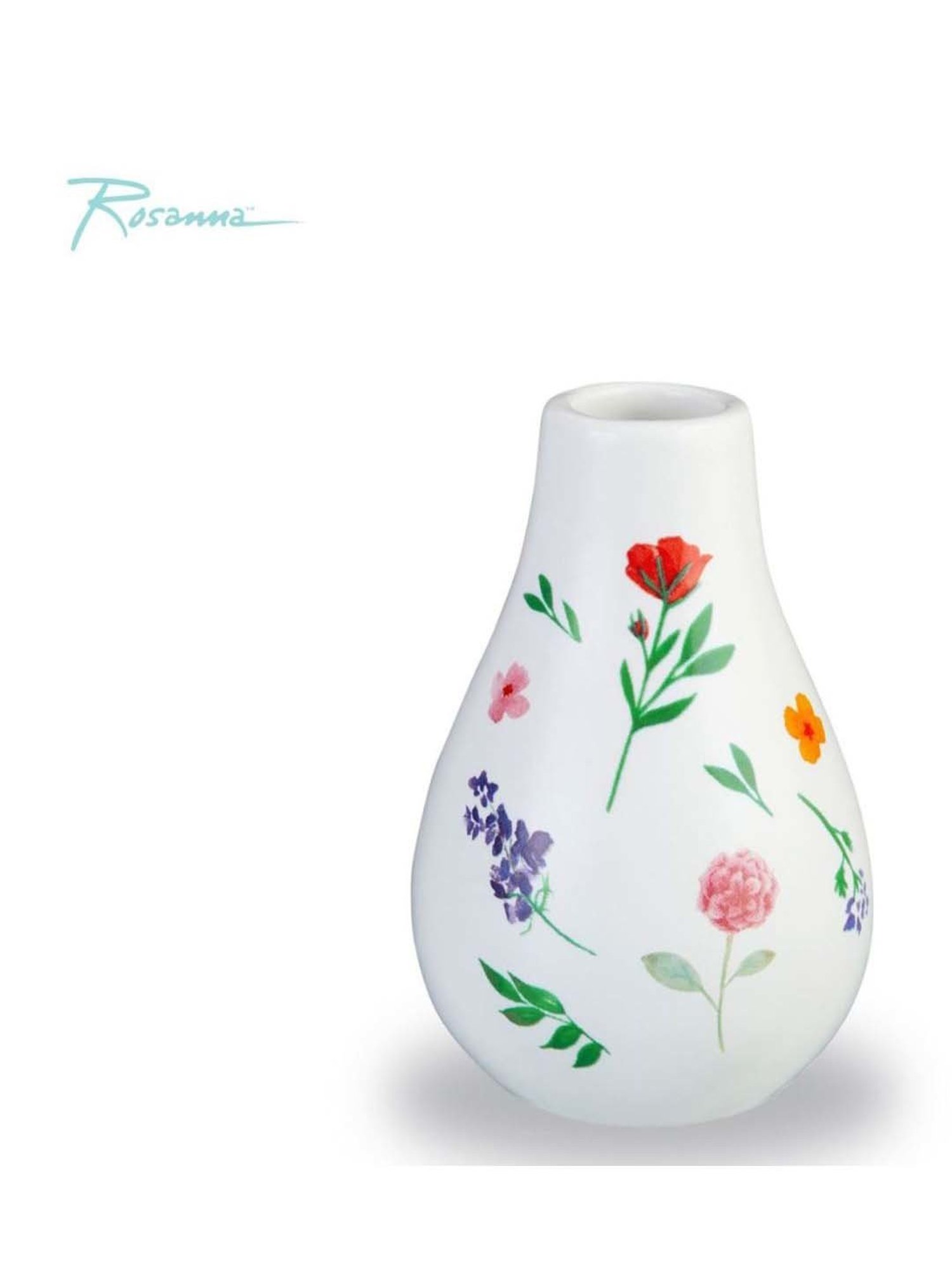 Rosanna Multi Bloom Bud Medium Floral Print Teardrop Vase