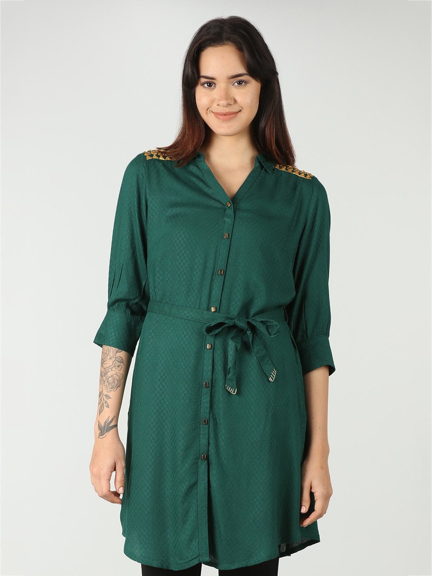 Mustard Green Rayon Shirt