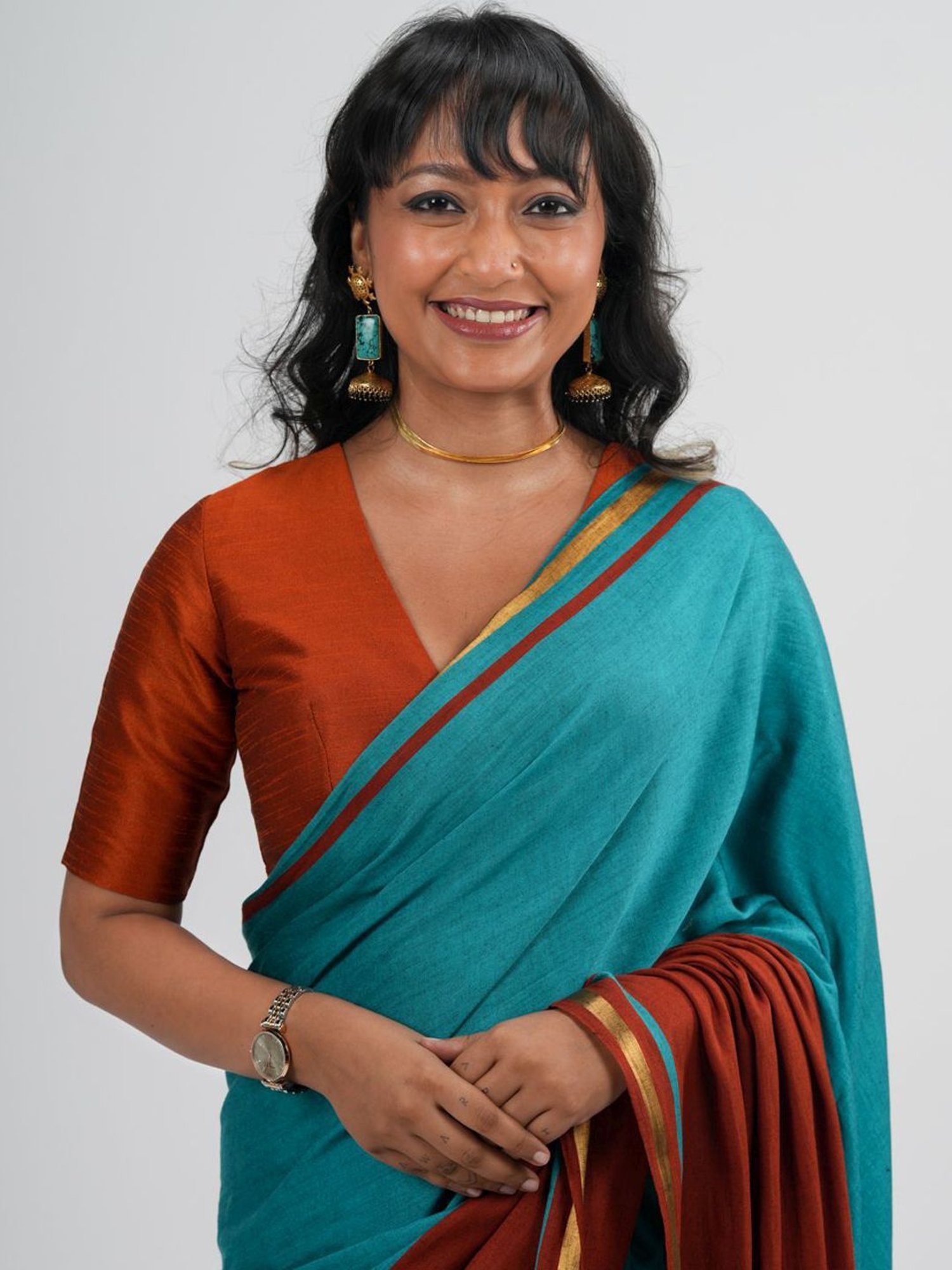 Suta Rust V-Neck Blouse