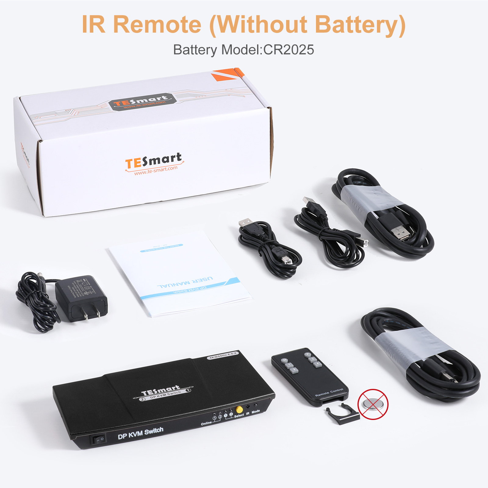 TESmart KVM Switch  DisplayPort + USB Port KVM Switch 4K@60Hz 4:4:4 Ultra HD | DP KVM Switch with Extra USB 2.0 Port Supports Auto Scan&IR Remote Control Includes 2 pcs of 1.5 m KVM Cables-Matte