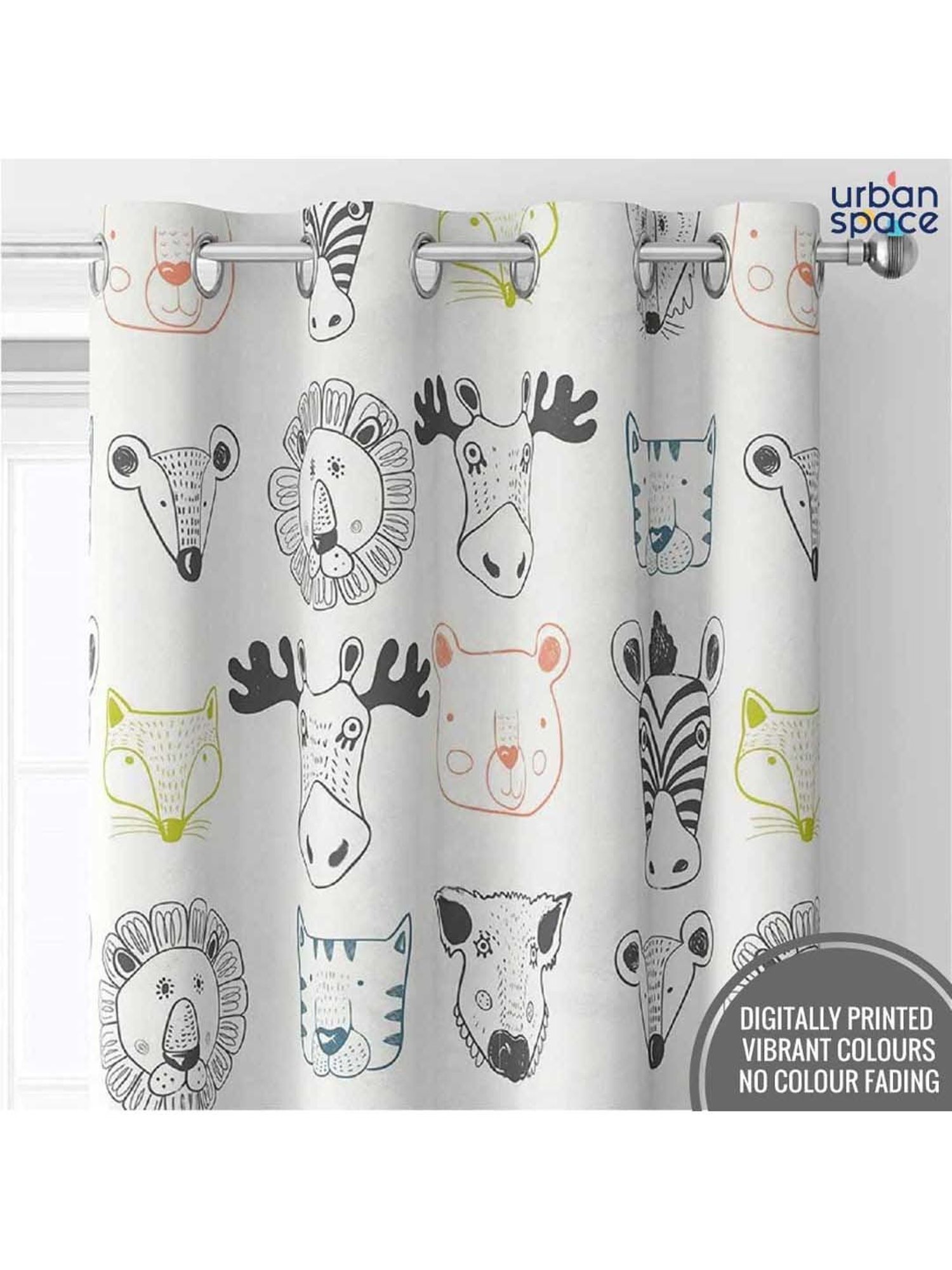 Urban Space White Polyester Door Curtain With Tieback & Eyelet