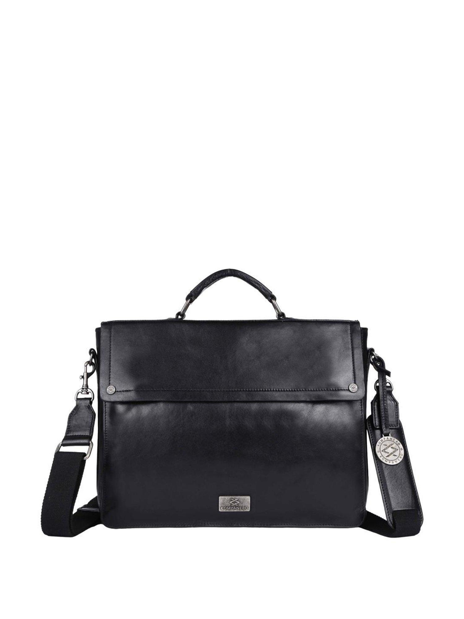 KOMPANERO Alexander Black Solid Laptop Messenger Bag