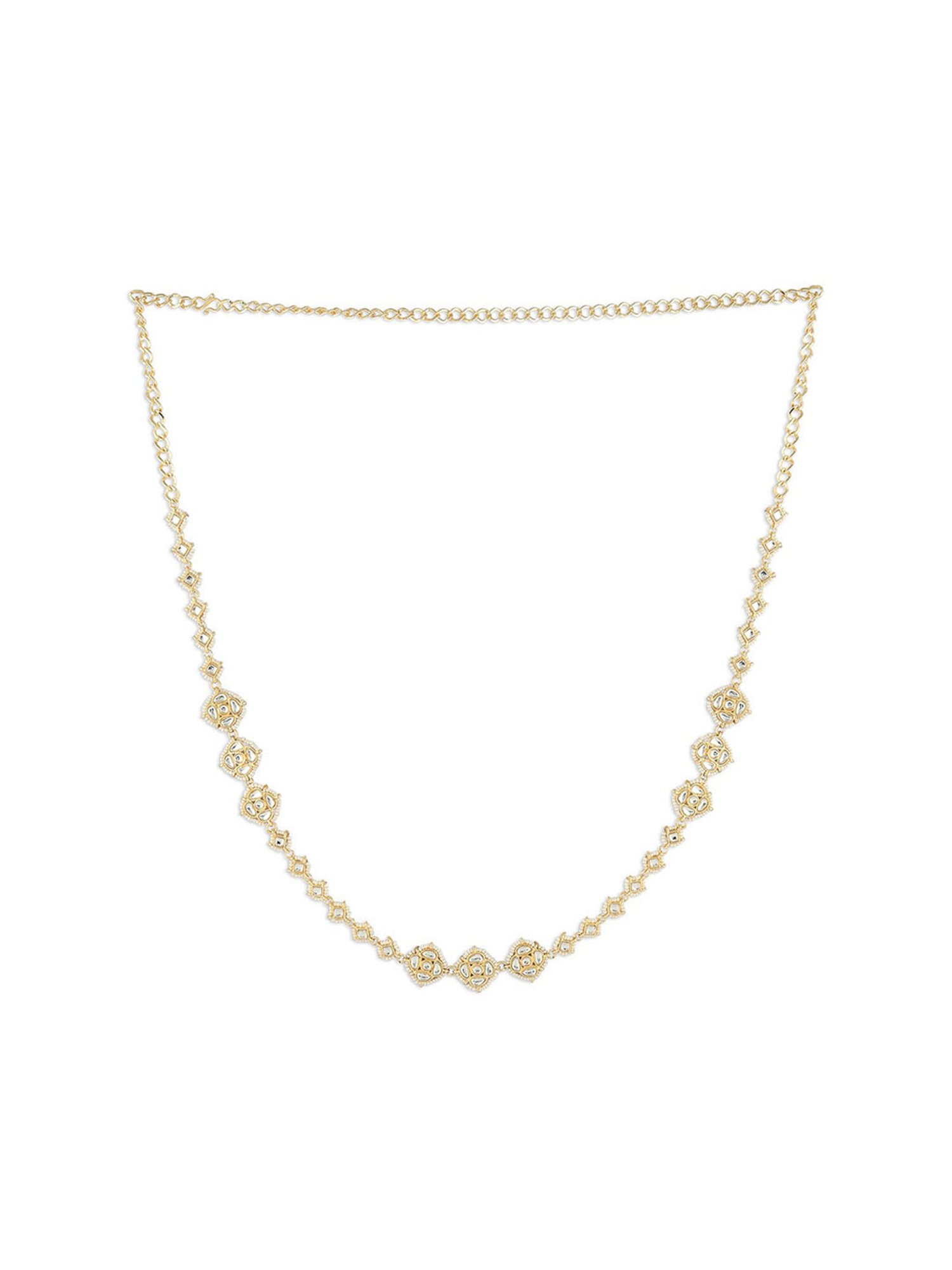 Zaveri Pearls Gold Tone Traditional Kundan Pearls Embellished Bridal Kamarbandh-ZPFK15968