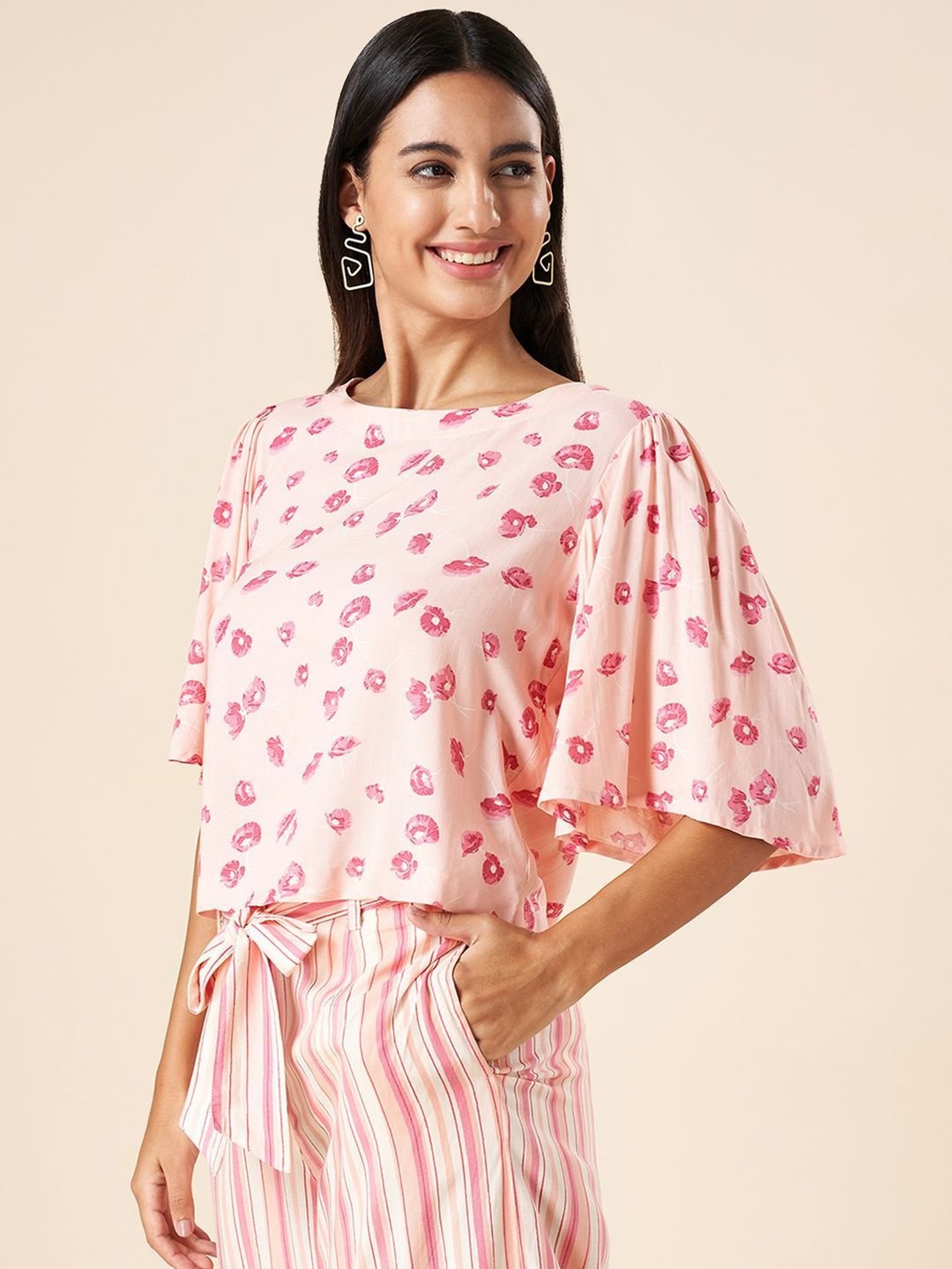 Akkriti by Pantaloons Blush Pink Printed Top