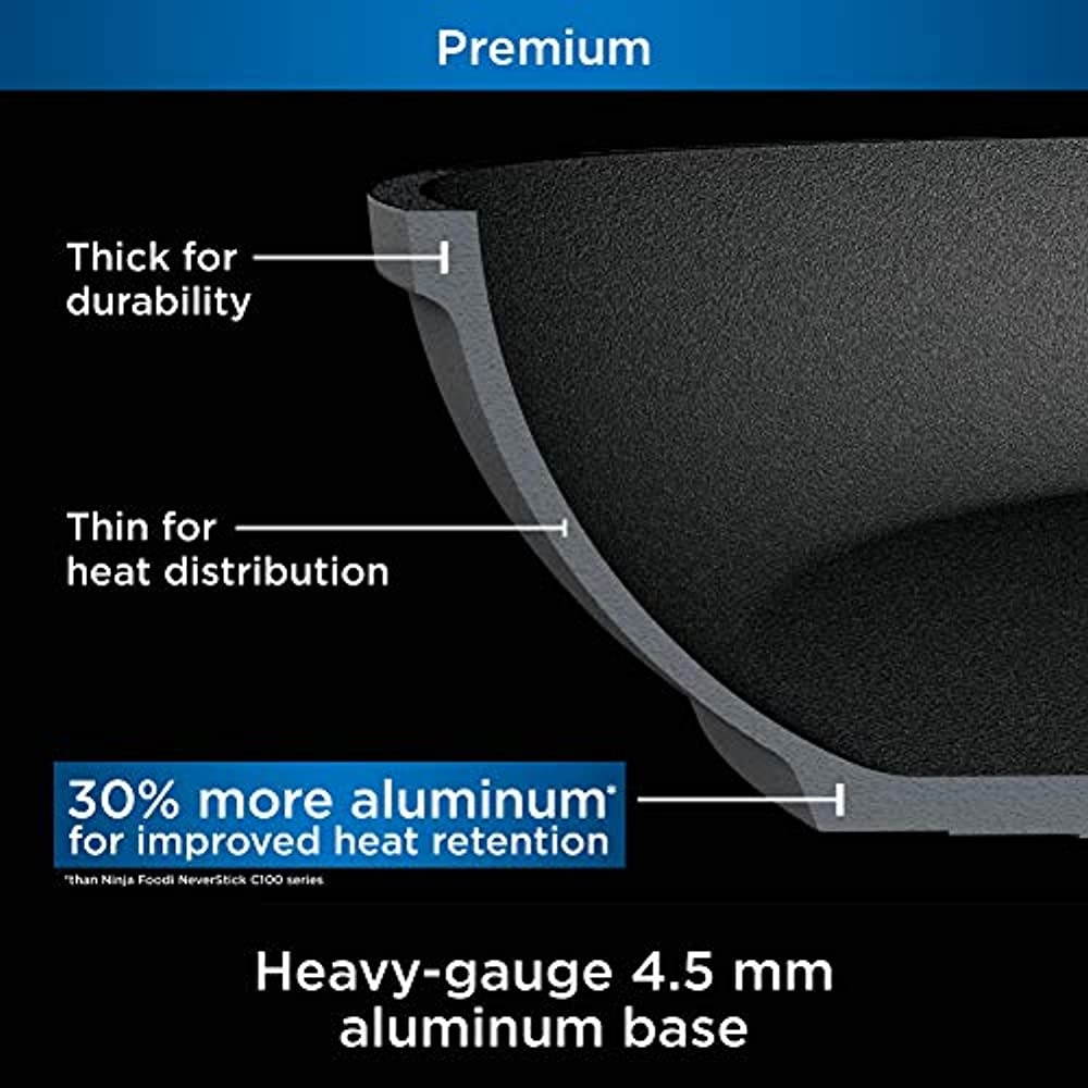 Ninja Foodi NeverStick Premium 8-Inch Fry Pan Nonstick Durable with Double-Riveted Handle and Oven Safe up to 500 Degrees Small Slate Grey