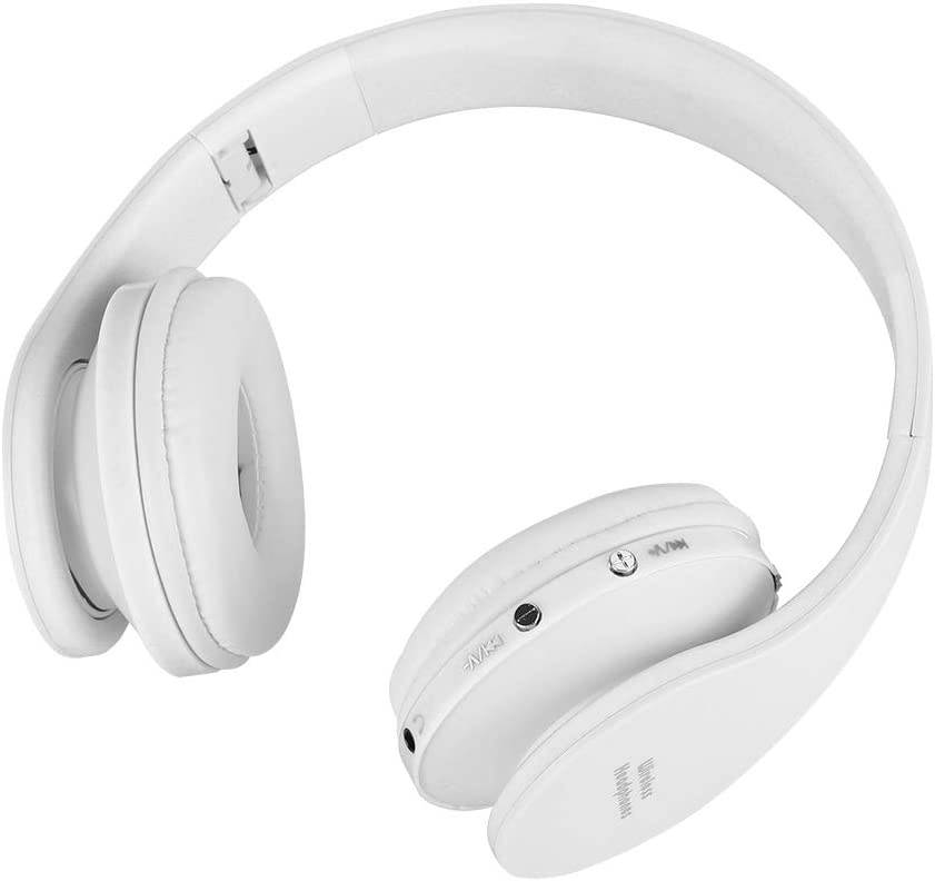 Bicaquu Gaming Headset, Head-Mounted Headphone, Built-in Microphone, Internet Bar for Home(White)