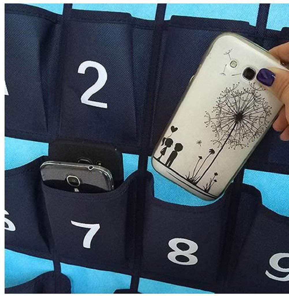 NIMES Numbered Organizer Classroom Pocket Chart for Cell Phones Calculators Holders Blue (36 Pockets)