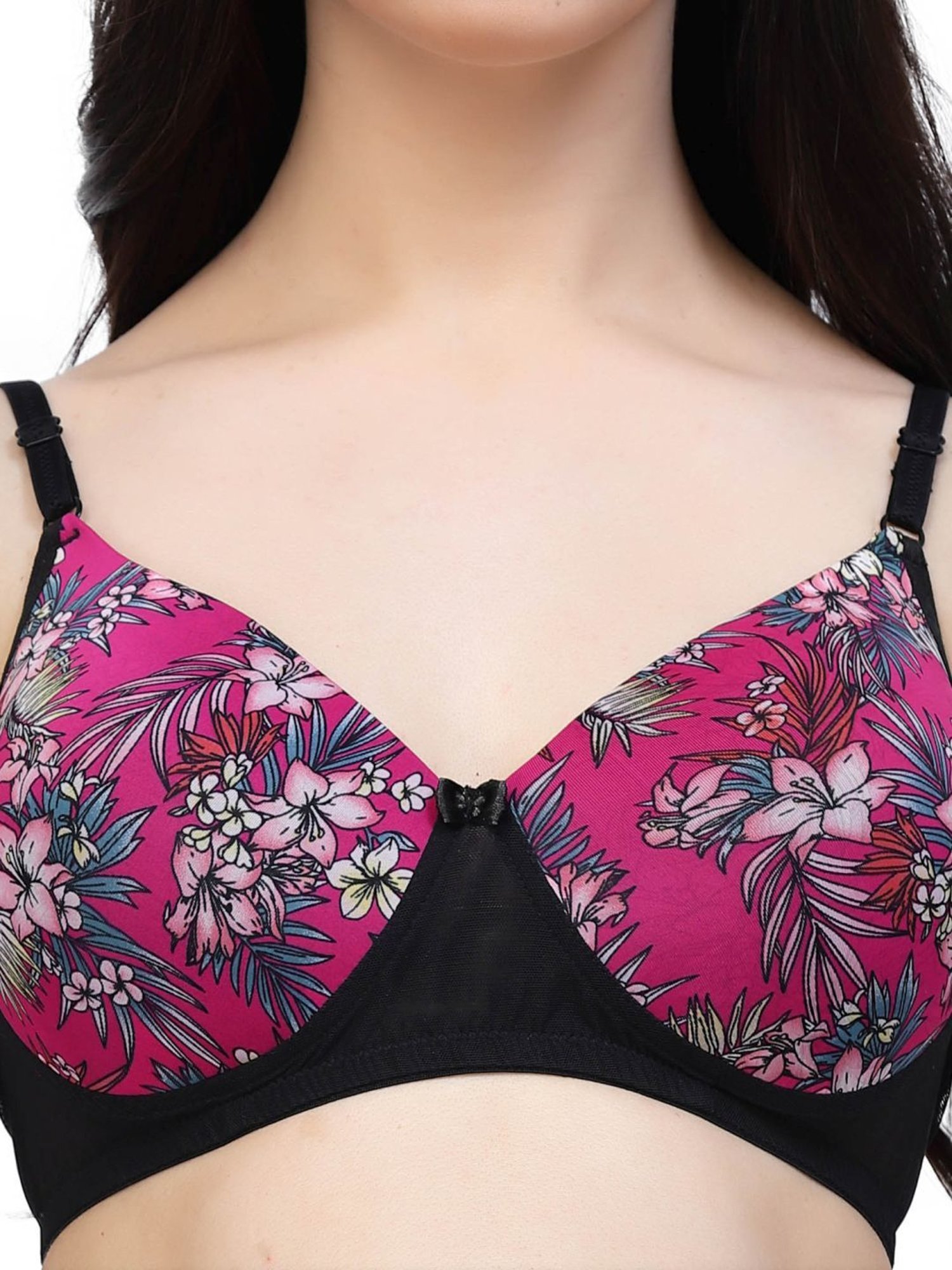 Cukoo Pink & Black Floral Print Padded Everyday Bra