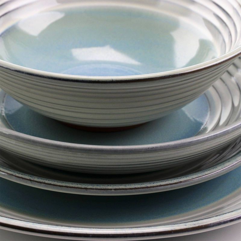 Gibson Elite 16pc Terracotta Sunbreeze Double Bowl Dinnerware Set Blue