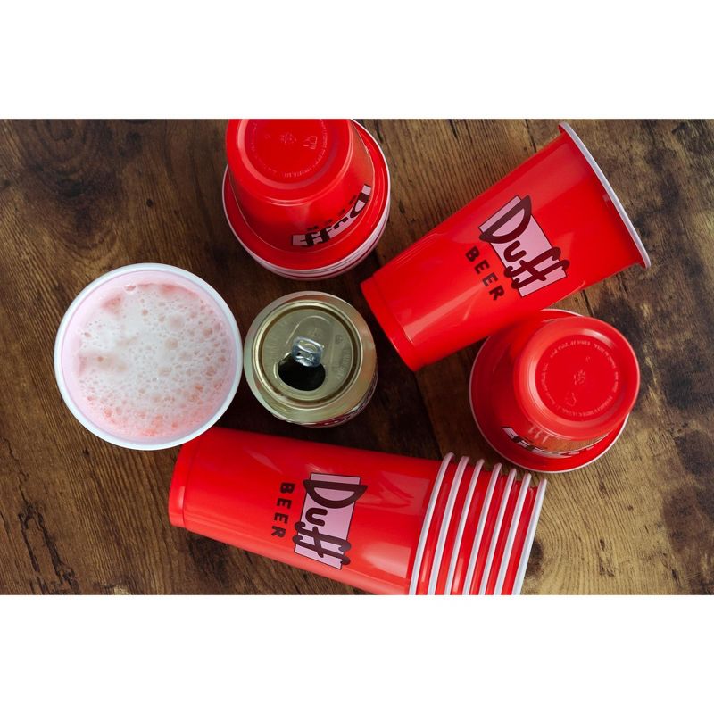 Silver Buffdalo The Simpsons Duff Logo 18oz Disposable Plastic Party Cups | 20 Pack