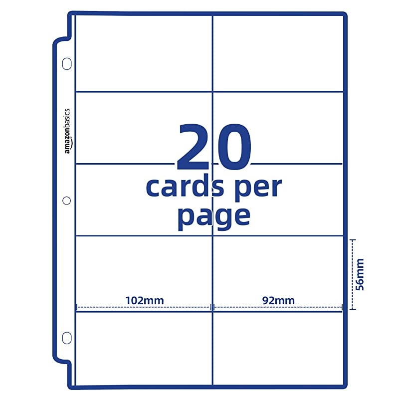 Basics Plastic Business Card Holder Protector Pages for 3Ring Binder 25Pack