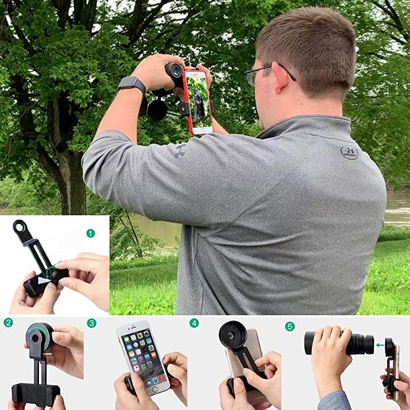 Professional Binoculars for Bird Watching with Clear Weak Light Night VisionEasy to Focus Compact Adults Binoculars for Birding Hunting and Travel with Phone Adapter and Bag