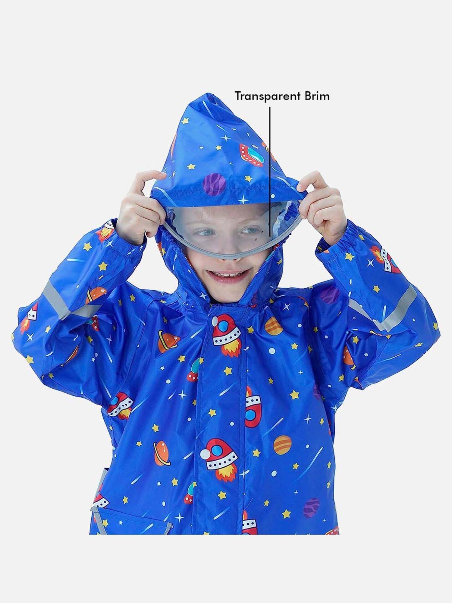 Little Surprise Box Kids Yellow Printed Full Sleeves Raincoat