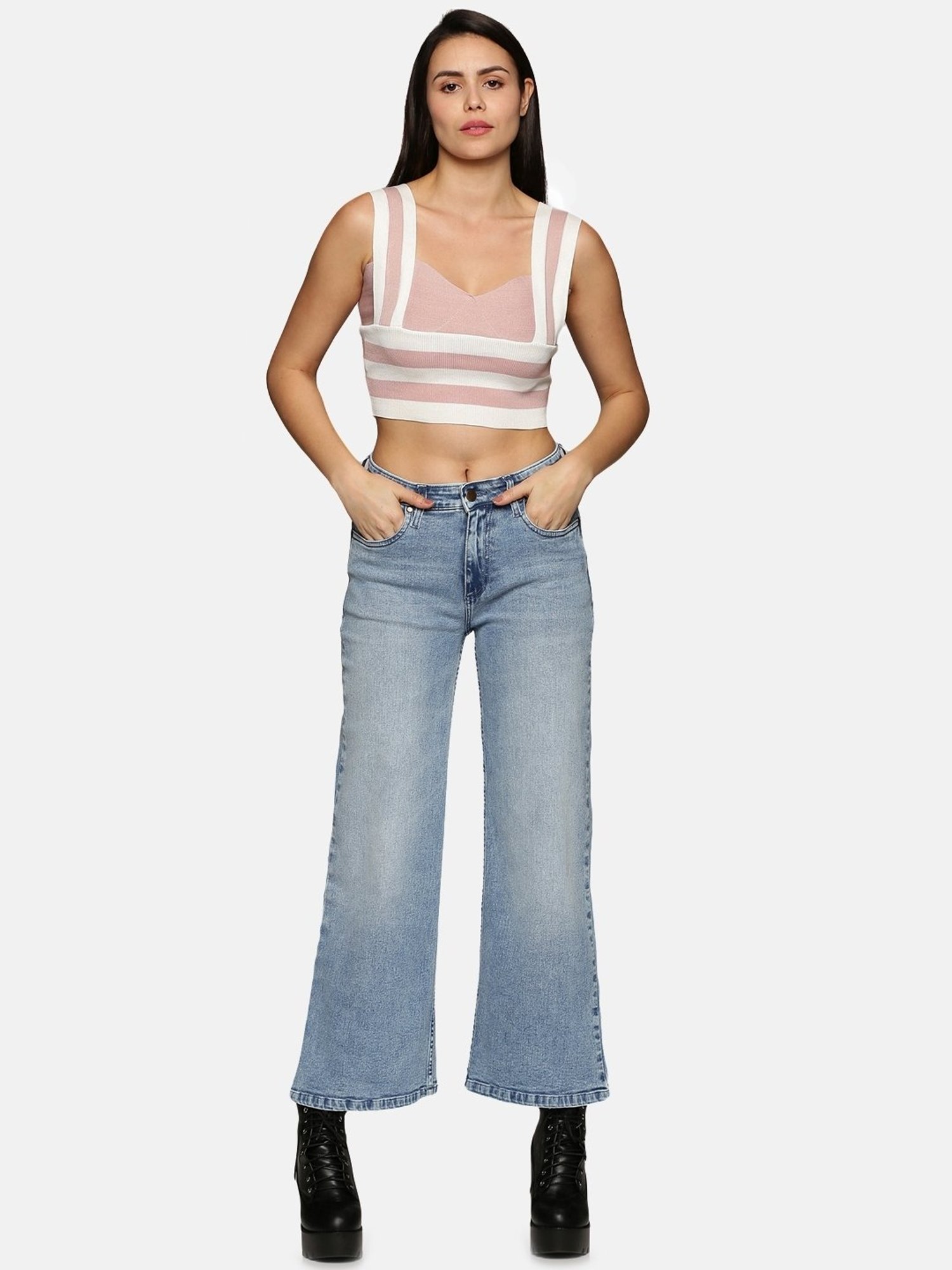ISU Blue Cotton Mid Rise Jeans