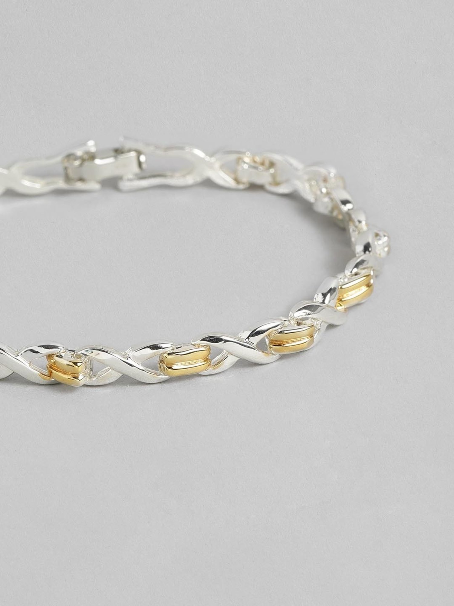 Estele Gold & Rhodium-Plated Bridged Eternity Bracelet for Women