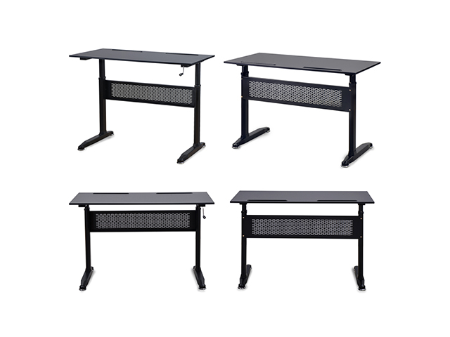Gaming Desk Home Office Desk Adjustable Height 28.7" to 44.5" Standing Desk with Crank Handle Manual Lifting Table Sturdy Legs With Foot Pads,Black,GT78