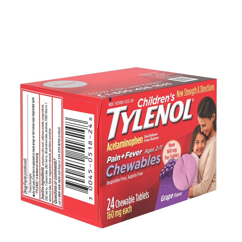 Children's Tylenol Pain + Fever Relief Chewables - Acetaminophen - Grape - 24ct