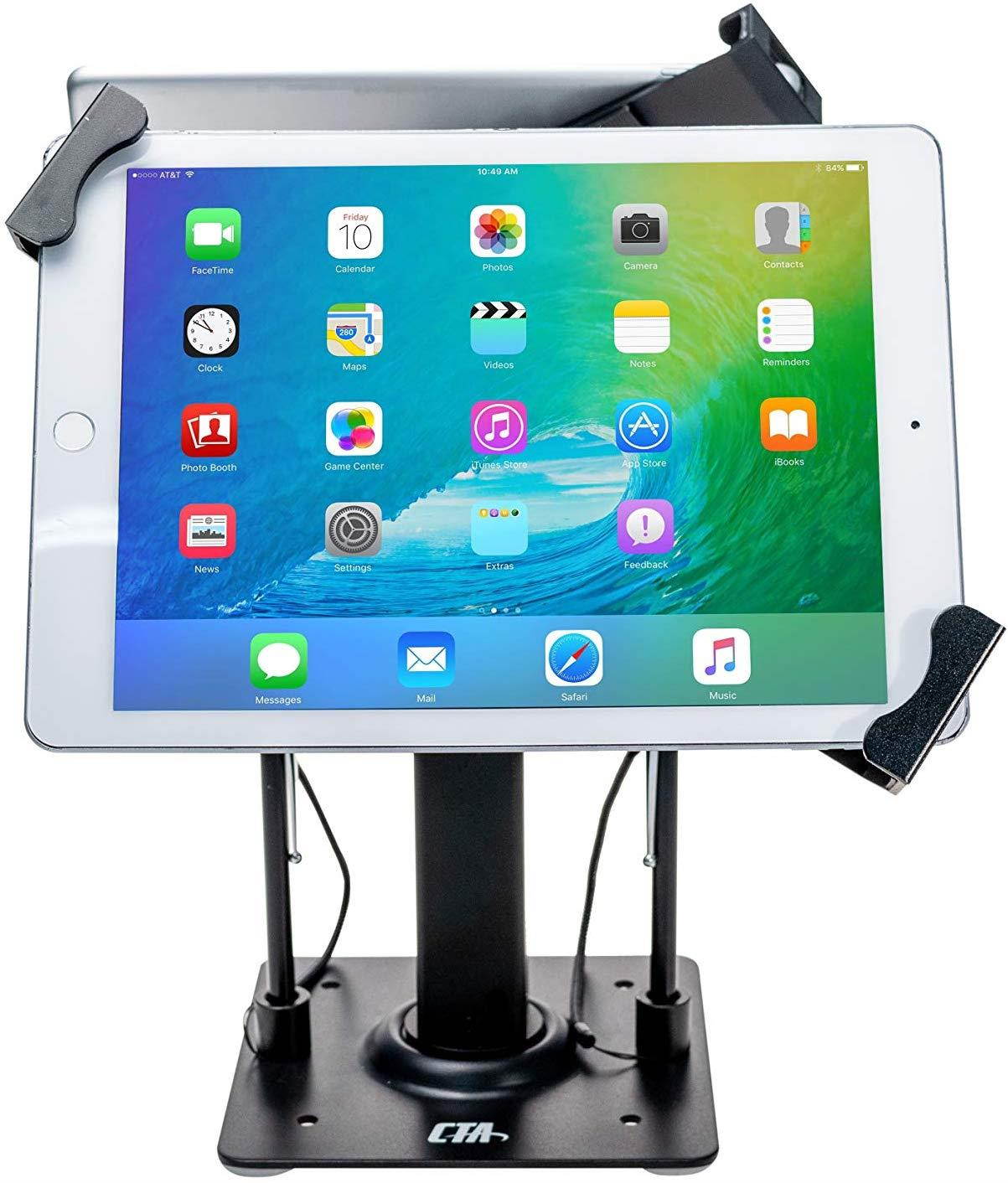 Tablet Stand, CTA Digital Security Kiosk Dual Stand for 7-14" Tablets/iPad 10.2-Inch (7th Gen.)/12.9-Inch iPad Pro/ 11-Inch iPad Pro/iPad 6, iPad Mini 5/iPad Air 3/Surface Pro 4 & More (Black)