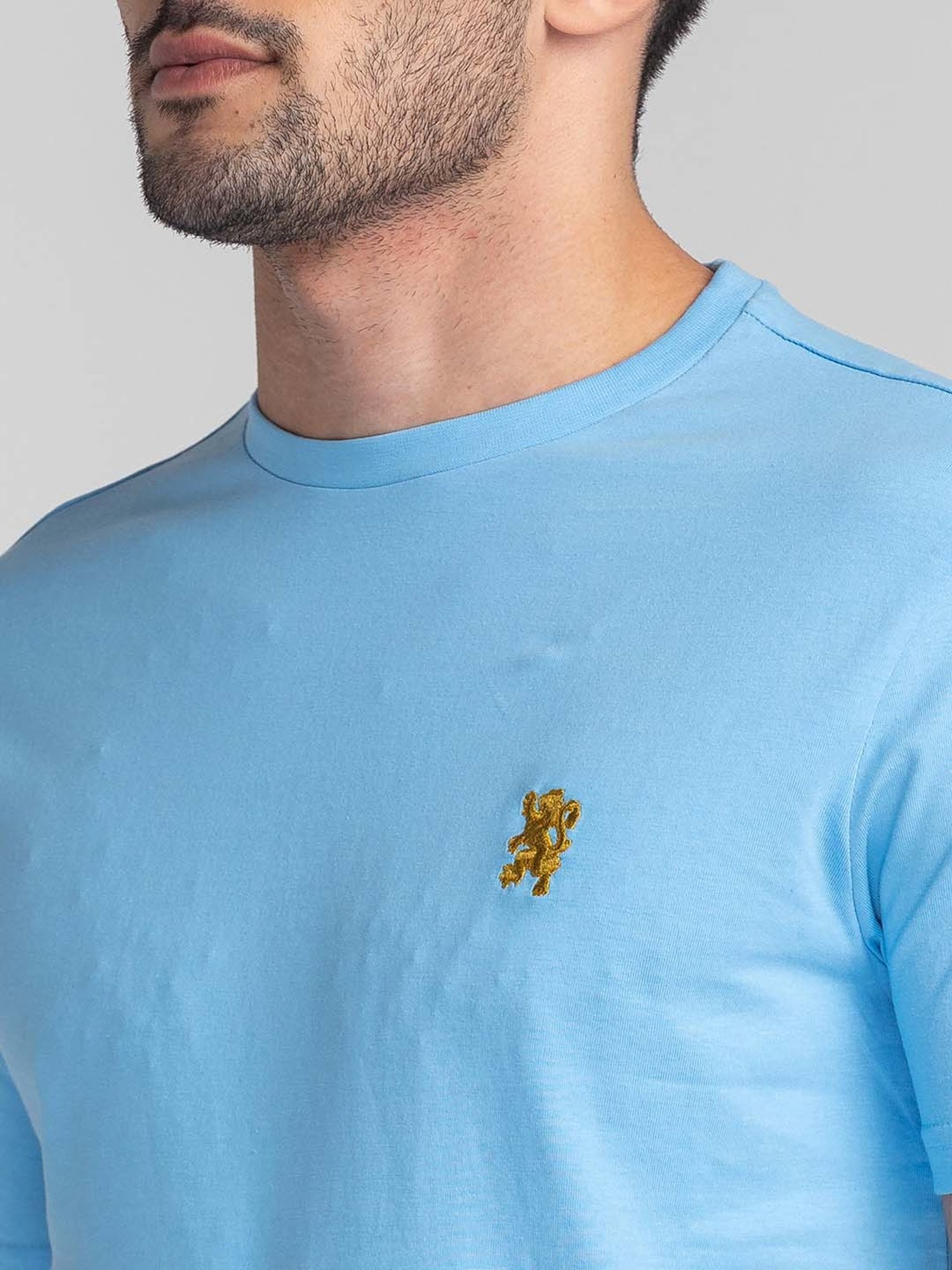 Giordano Sky Blue Slim Fit Crew T-Shirt