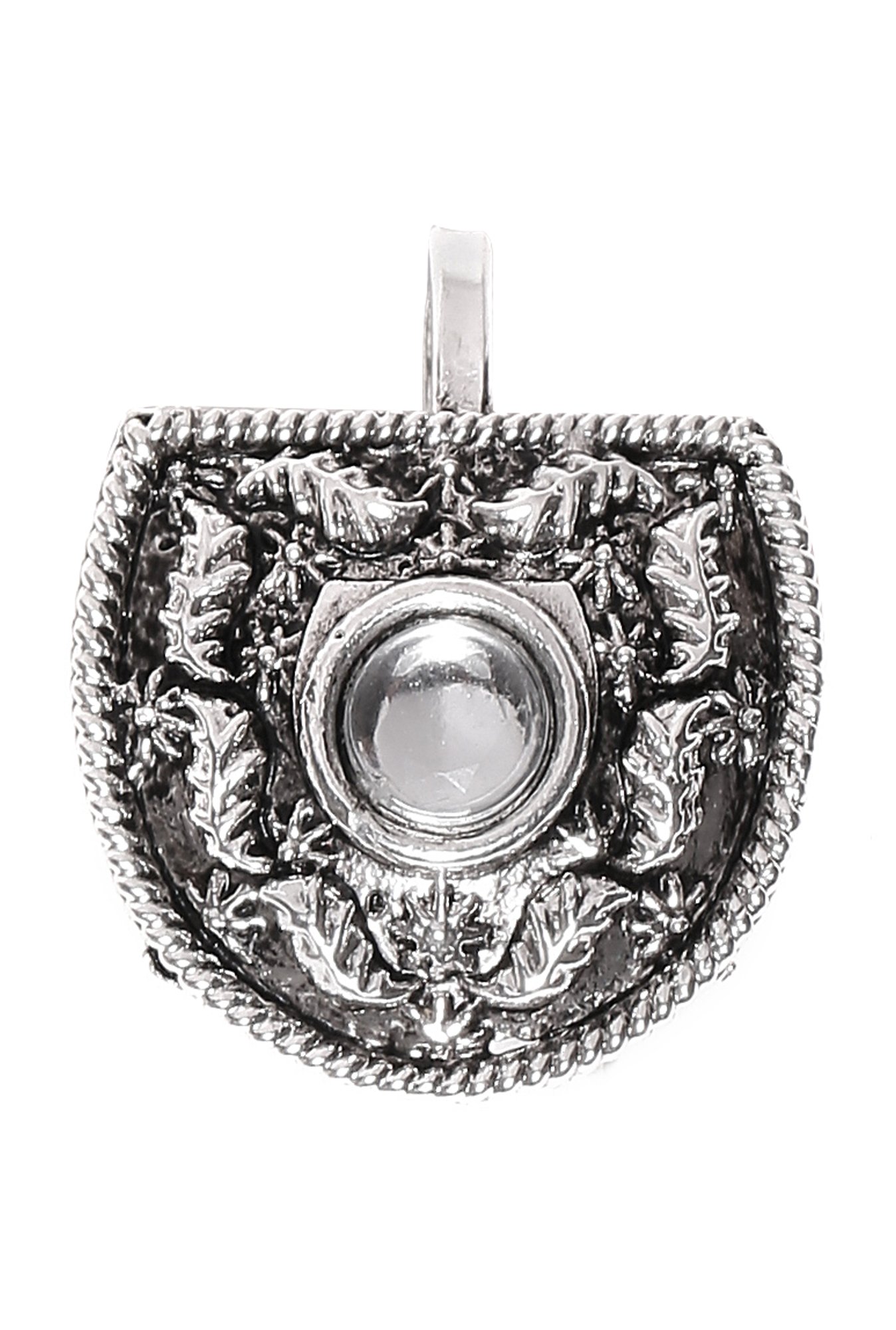 Zaveri Pearls Floral Silver Alloy Nosering for Women