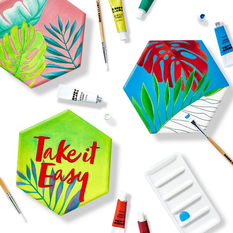 3ct Paint-Your-Own Hexagon Canvas Kit Leaves - Mondo Llama™
