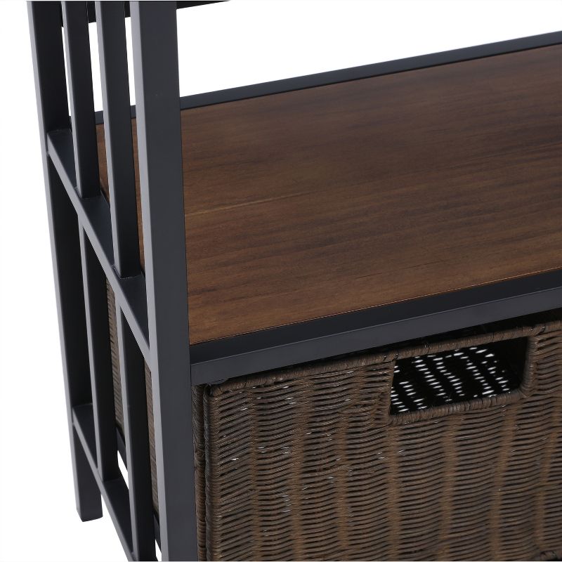 Penglade Bakers Rack Sideboard Rustic Brown With Dark Distressed Pine - Aiden Lane