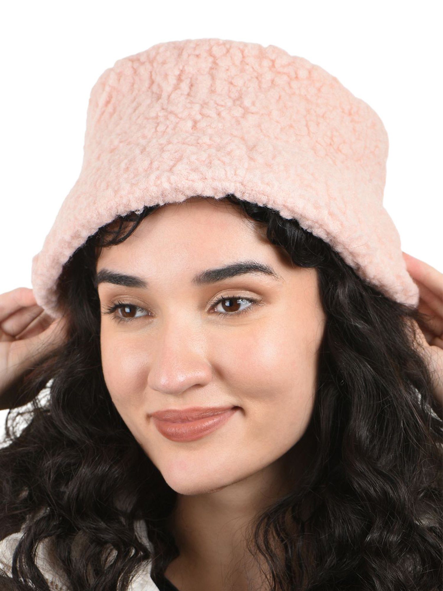 ToniQ Pink Fur Special Seasonal Wear Bucket Hat