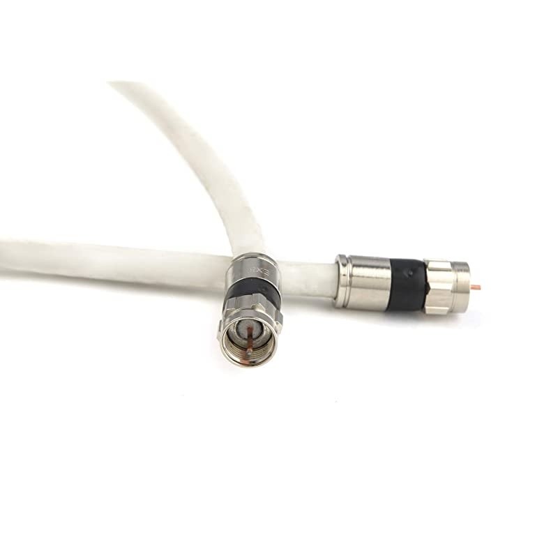 White Indoor RG6 Digital Coaxial Cable Shielded PVC Jacket FIRE Rated UL CATV RoHS 75 Ohm RG6 Digital Audio Video Coaxial Cable with Premium Metal Compression F-Connectors