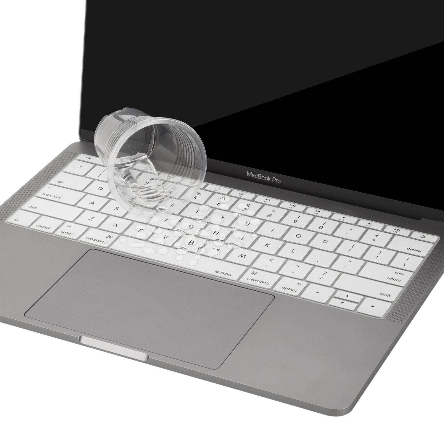 MOSISO Keyboard Cover Compatible MacBook Pro 13 Inch 2017 & 2016 Release A1708 No Touch Bar & New MacBook 12 Inch A1534 Protective Skin, White