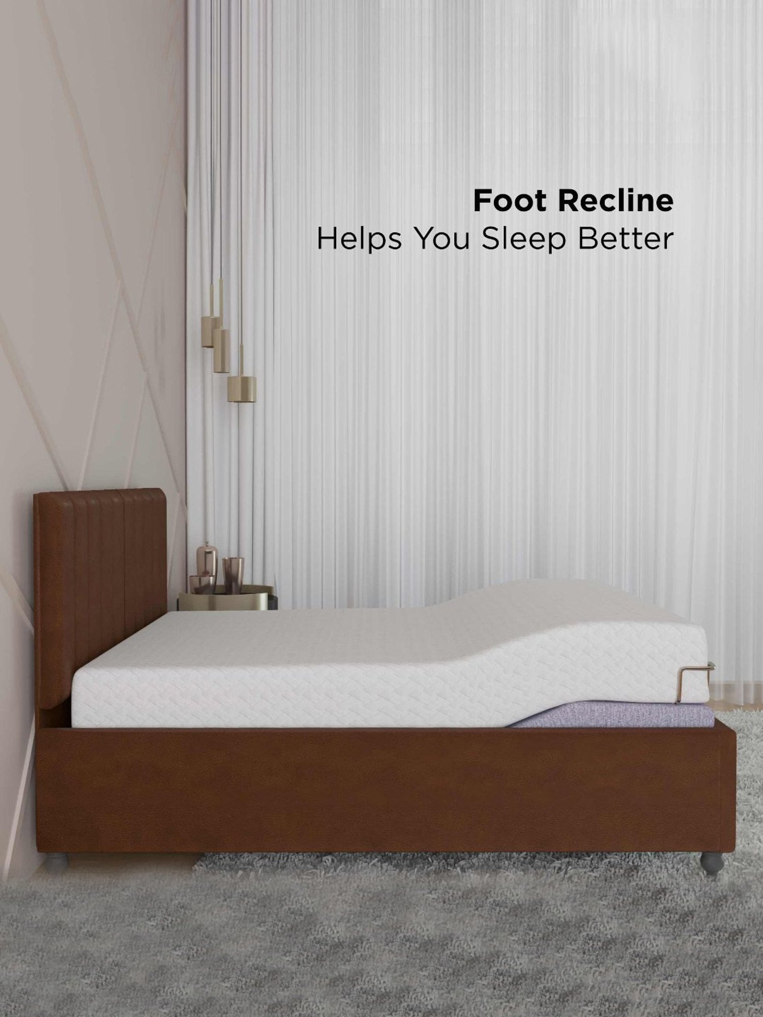 Duroflex Plush Brown Sheesham Wood Queen Bed in Honey Finish