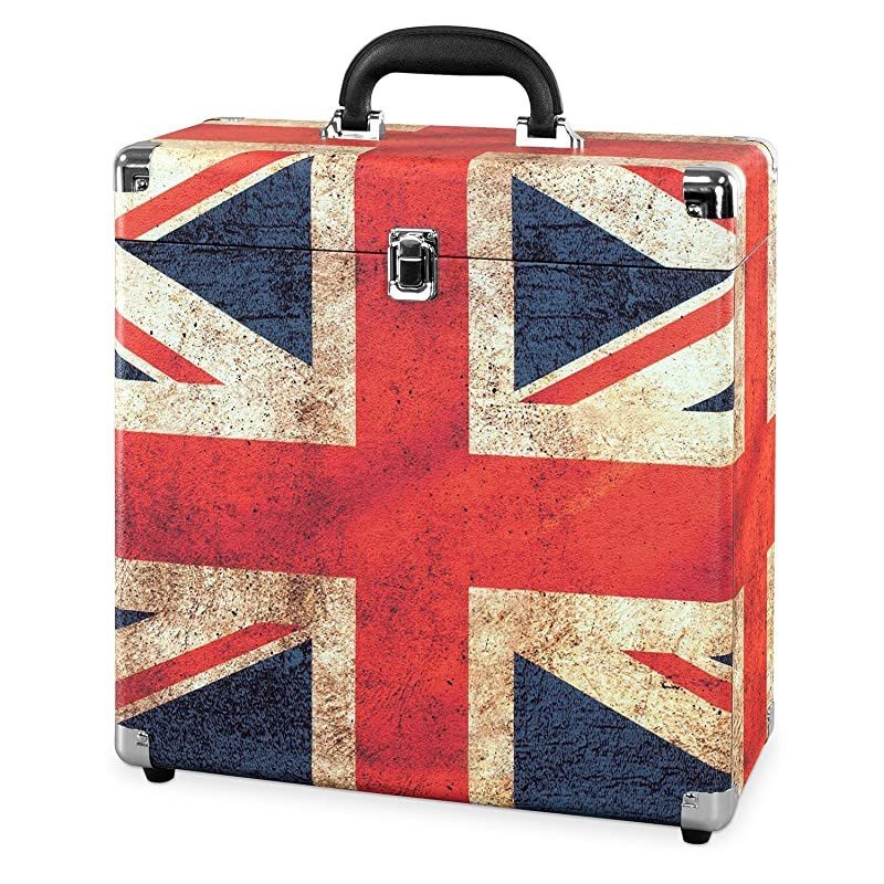 Vintage Vinyl Record Storage and Carrying Case Fits All Standard Records 33 13 45 and 78 RPM Holds 30 Albums Perfect for Your Treasured Record Collection UK Flag