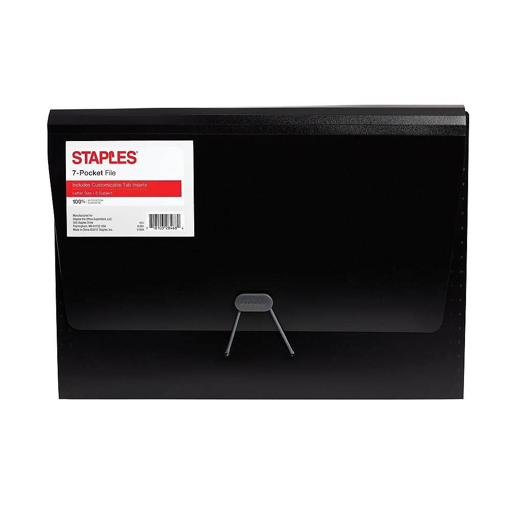 Staples Poly Expanding File Letter Size 7-Pocket Black (51834) 896554