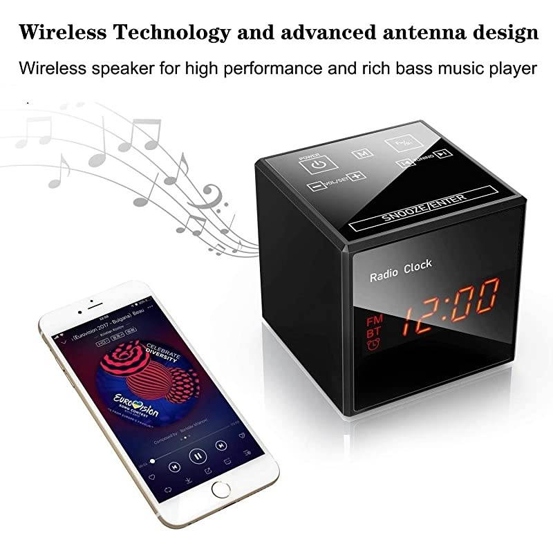 Cam Spy Camera Alarm Clock FM Radio Bluetooth Speaker 1080P Nanny Cams Wireless with Phone App Night Vision Motion Detection Storage 128GB