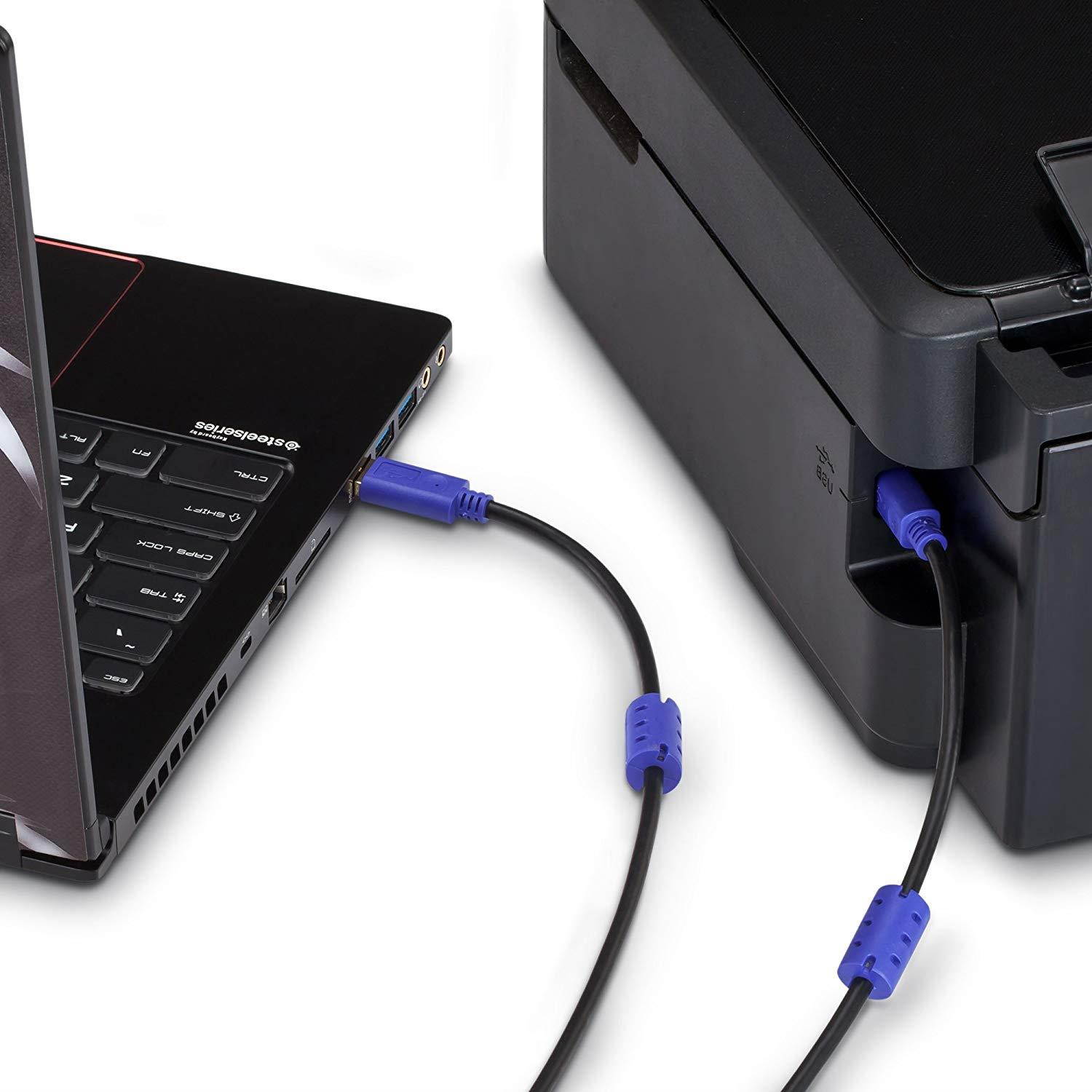 Printer Cable 20ft,LiuTian USB 2.0 Cable Printer Cable High Speed Gold-Plated Connectors Printer Scanner Cable Cord A Male to B Male for HP, Canon, Lexmark, Epson, Dell, Xerox, Samsung etc &hellip;