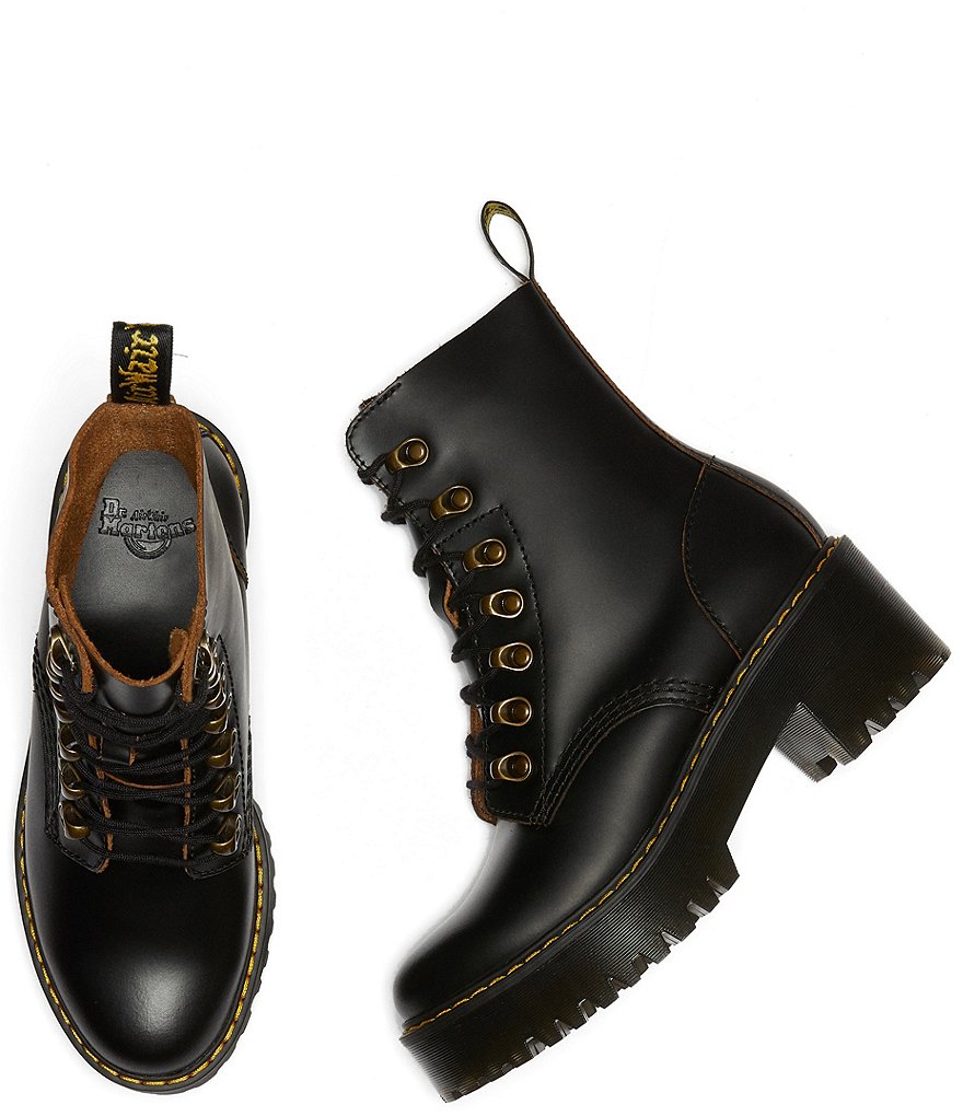 Dr. Martens Leona Smooth Leather Lug Sole Combat Boots
