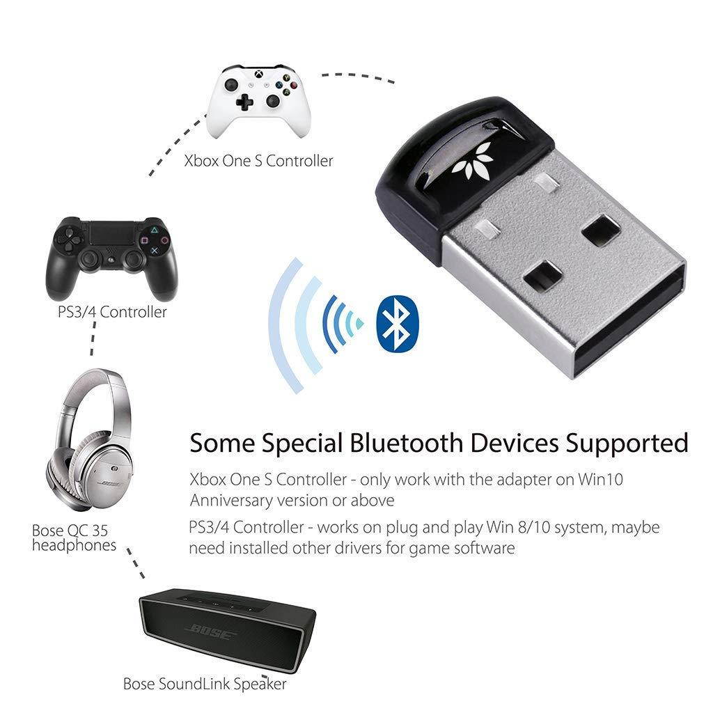 Avantree DG40SA Plug & Play Bluetooth 4.0 USB Dongle Adapter for Native Windows 10, PC & Computer (NOT for Upgraded System), Wireless Laptop Stick for Music, Skype Call, Keyboard, Mouse