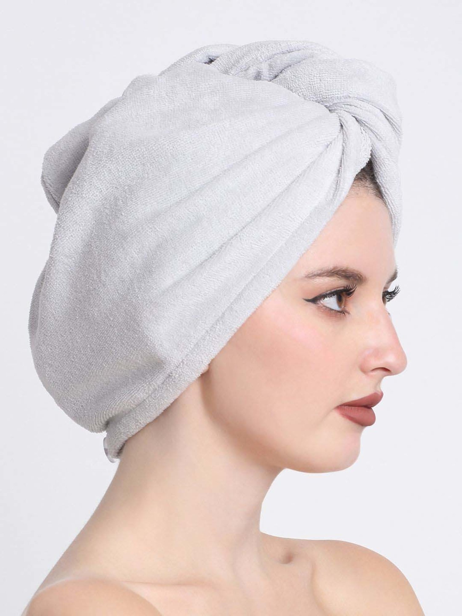 Creeva Luxury Silver Grey Cotton 380 GSM Hair Wrap - Set of 2