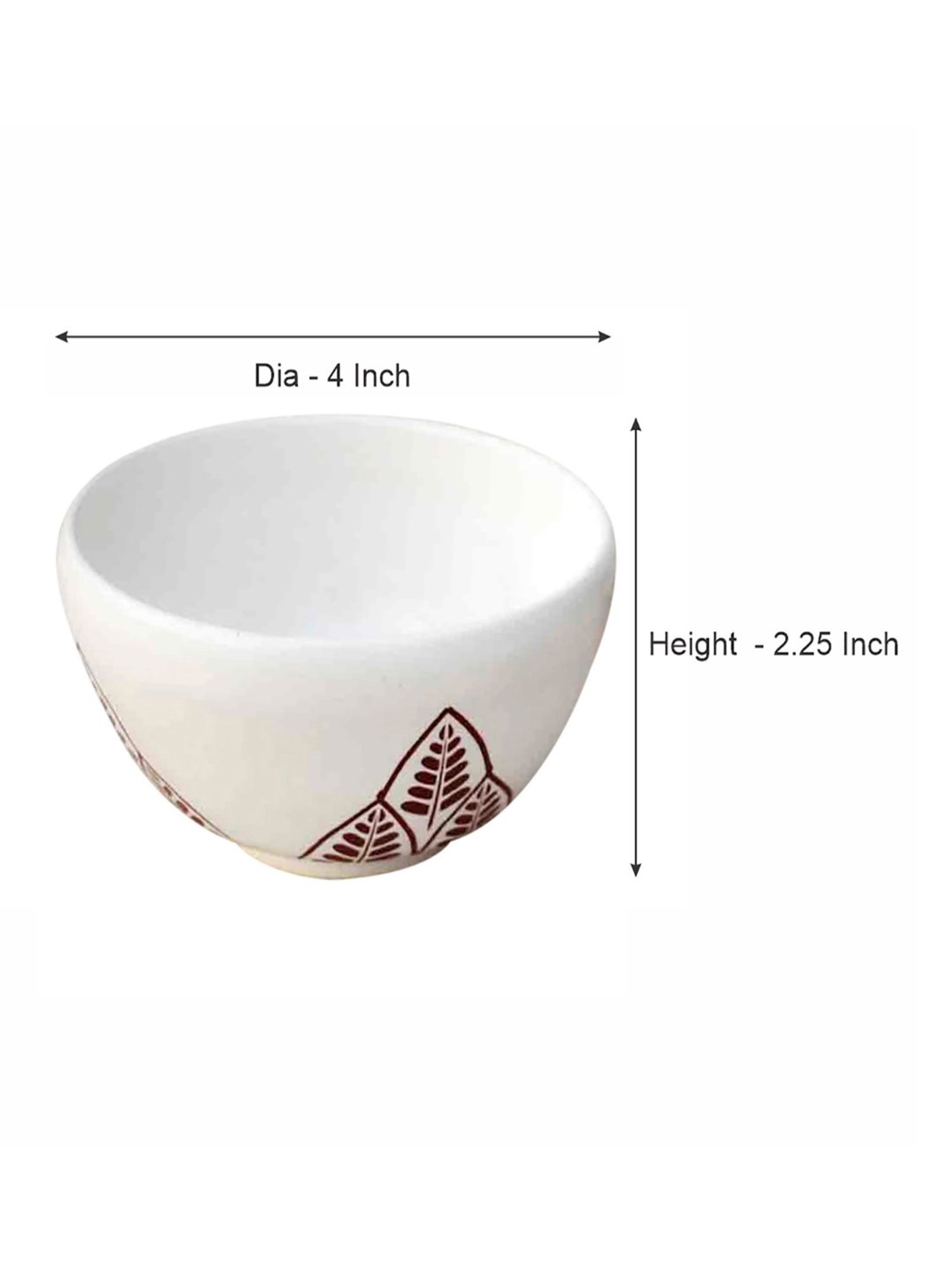 Fanusta Bahaar White Ceramic Bowl (100 ml) - Set of 1