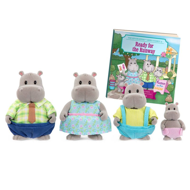 Li'l Woodzeez Miniature Animal Figurine Set - Riverdipper Hippo Family