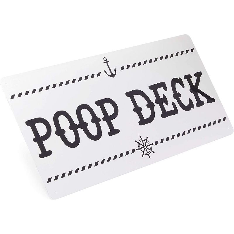 Okuna Outpost Funny Nautical Wall Decor for Baby Nursery, Poop Deck (16 x 7.5 Inches)