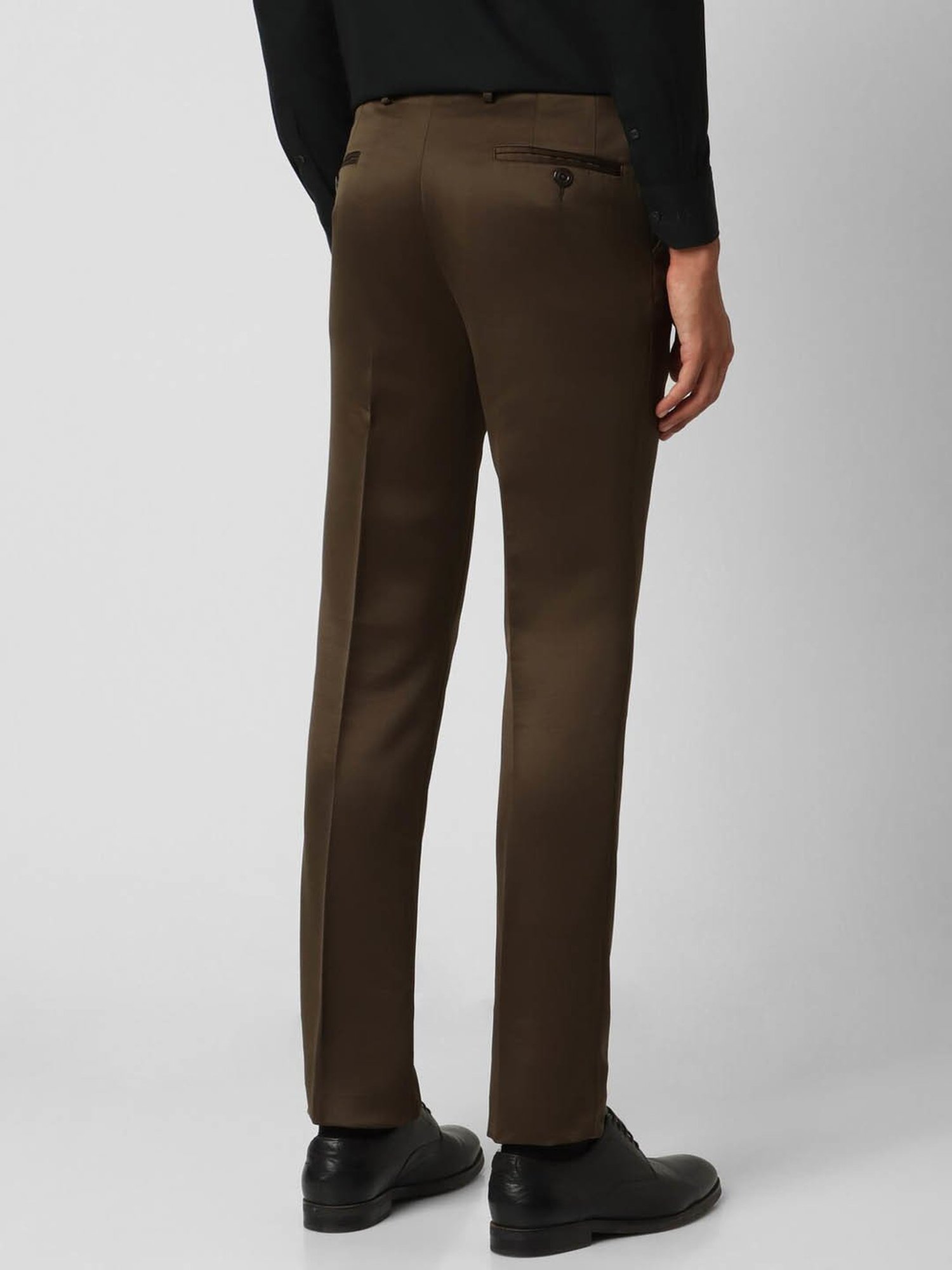 V Dot Steel Brown Skinny Fit Trousers