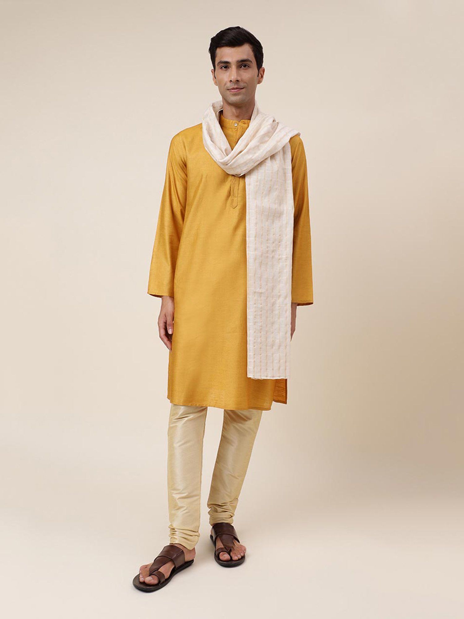 Fabindia Light Beige Printed Stole