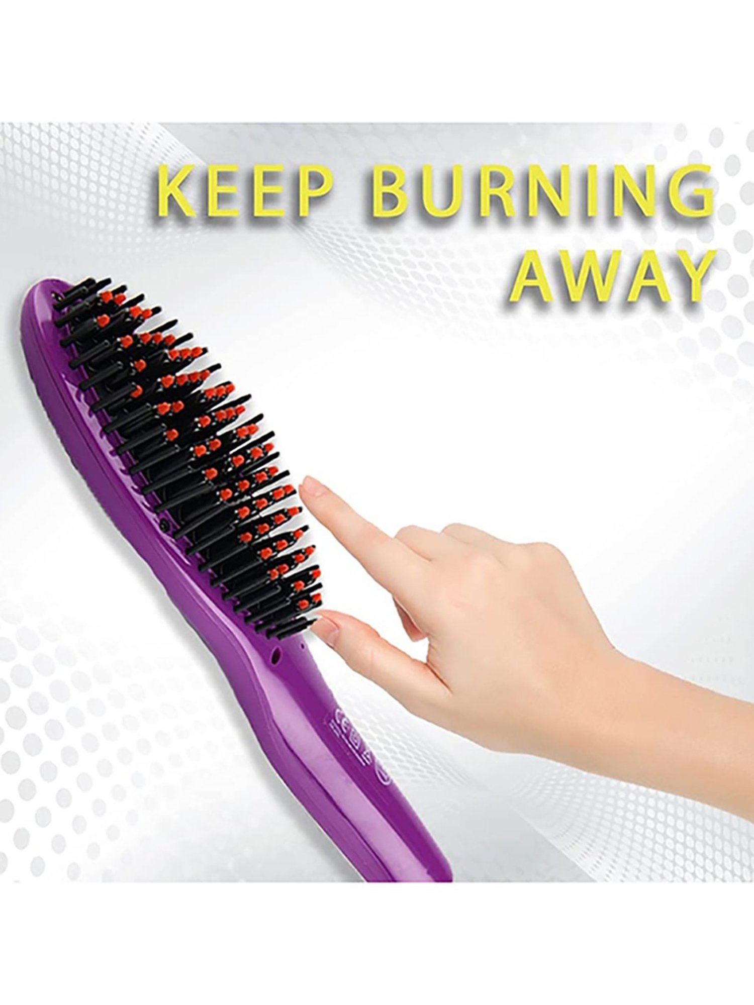 iGRiD IG-1099 Ionic Hair Straightener Brush with Ceramic Coating Plate (Purple)