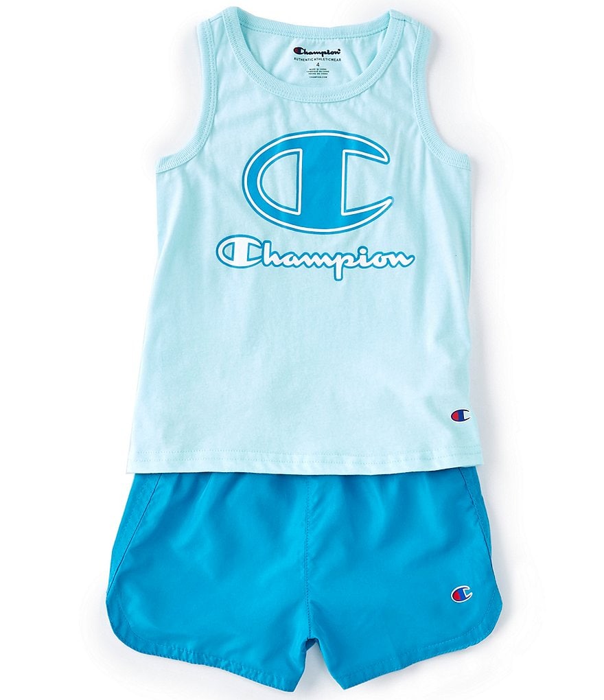 Champion Little Girls 2T-6X Script Logo Tank Top & Short Set